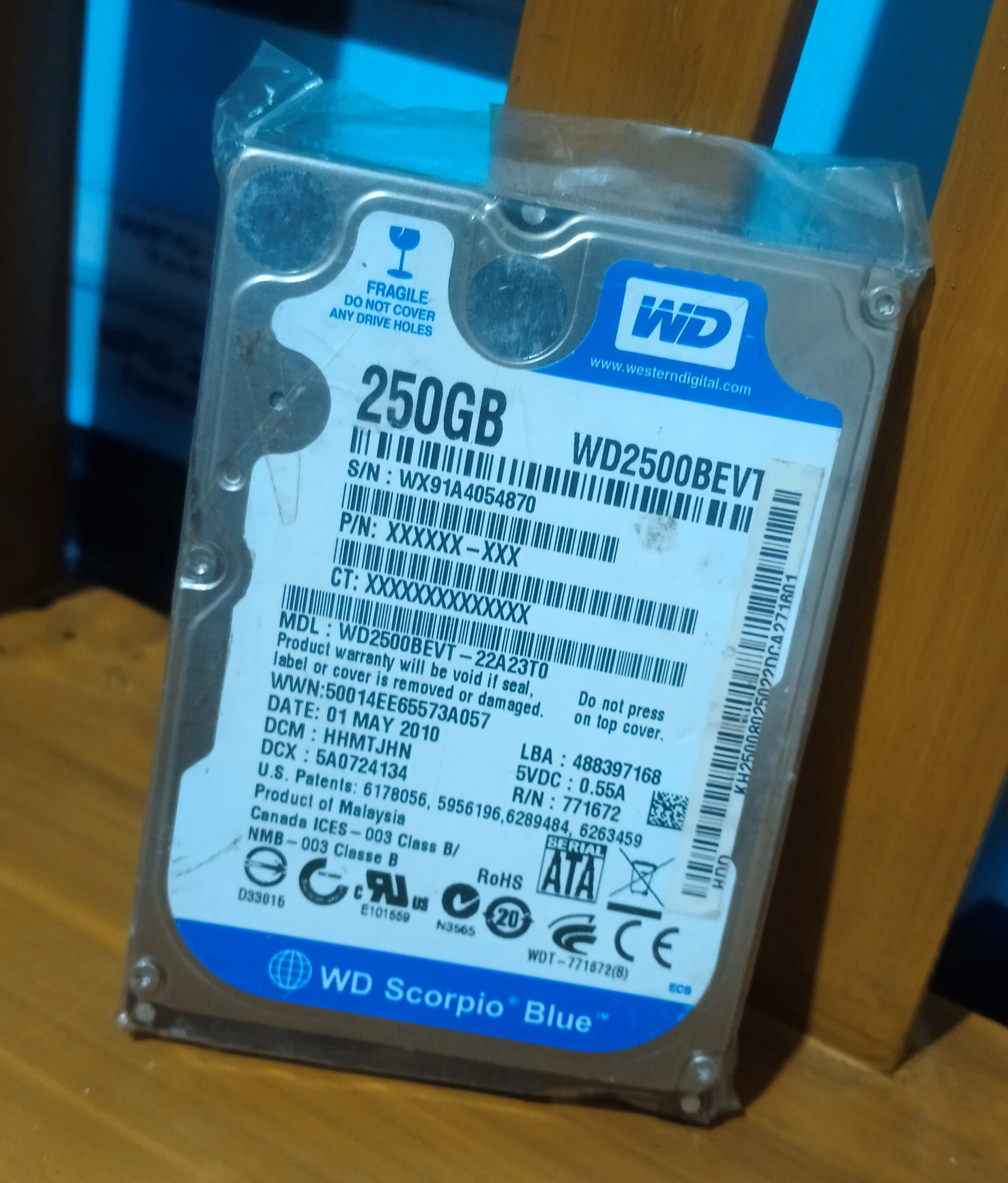 Picture of Hard disk 2.5 Inch Sata 250gb multi brand available for laptop internal and external uses - 250GB