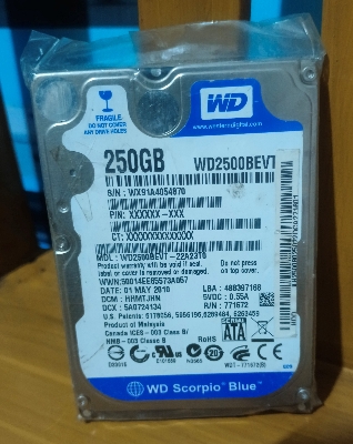 Picture of Hard disk 2.5 Inch Sata 250gb multi brand available for laptop internal and external uses - 250GB