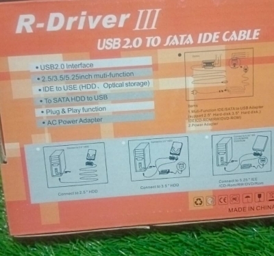 Picture of R drive iii usb 2.0 to sata ide cable - Black