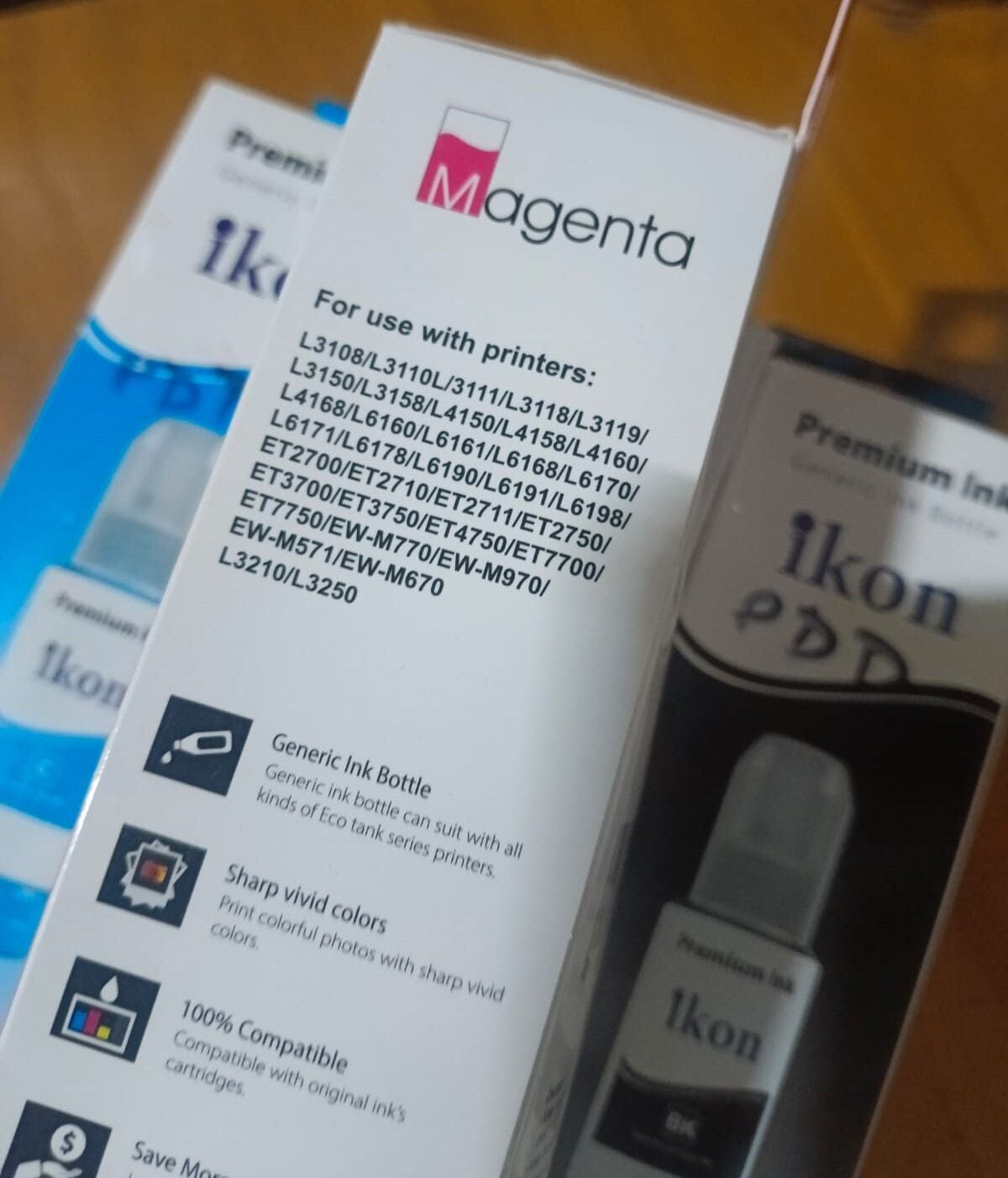Picture of E-P-S-O-N INK 003 004 664 ICON BRAND B+M+C=Y 4PCS 1 SET  CHINA BEST Quality Product - Multicolor