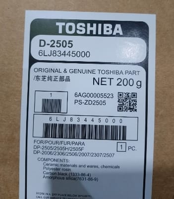 Picture of Developer D-2505 ori ginal for Toshiba e-Studio 2006 2007 2523A, 2306  2007 2307, 2523A 2523AD 2323AM 2823AM 2329A 2829A, 2809A 2303A 2803AM 2303AM etc model available - Black