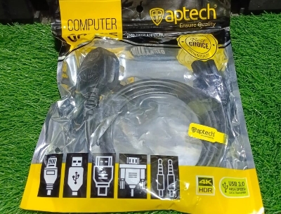Picture of Power Cable 3 Pin With Fuse Ap tech Brand China Best quality Product Available - Black