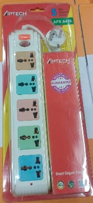 Picture of Power Strip APTECH APS-A455 For Multu uses Ensure Quality 5 way 3 Pin Smart Elegant Design