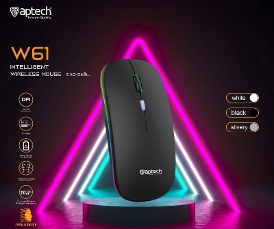 Picture of Aptech W61 Wireless Rechargeable Silent RGB Mouse - Multicolor