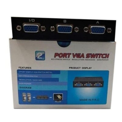 Picture of Two P-o-r-t V-G-A S-w-i-t-c-h Push Button 2 In 1 Out for M-o-n-i-t-o-r SharING  SwitcHING  available - Multicolor
