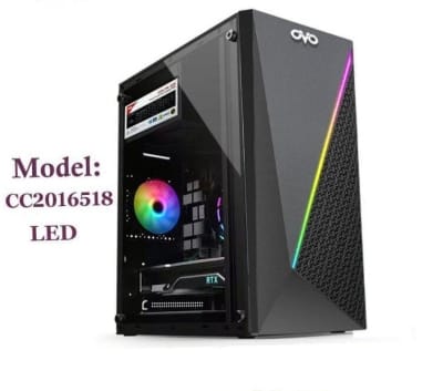 Picture of Dextop case ovo model cc2016518 LED BLACK glass door stylish design pc casing - Black