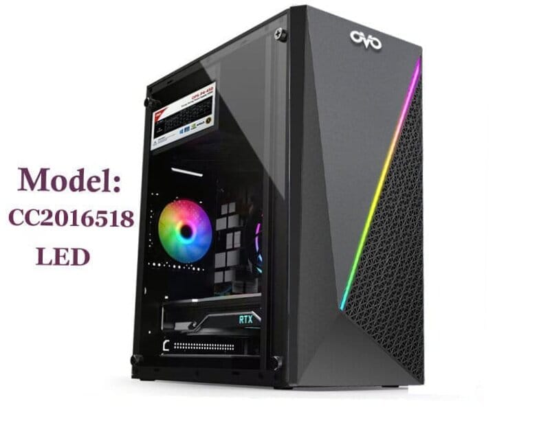 Picture of Dextop case ovo model cc2016518 LED BLACK glass door stylish design pc casing - Black