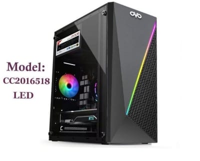 Picture of Dextop case ovo model cc2016518 LED BLACK glass door stylish design pc casing - Black
