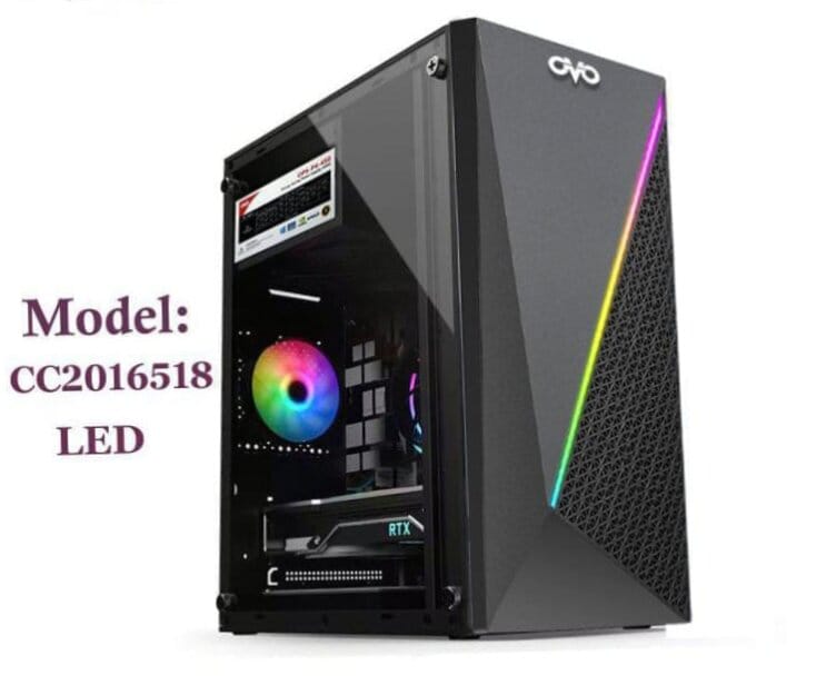 Picture of Dextop case ovo model cc2016518 LED BLACK glass door stylish design pc casing - Black