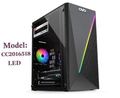 Picture of Dextop case ovo model cc2016518 LED BLACK glass door stylish design pc casing - Black