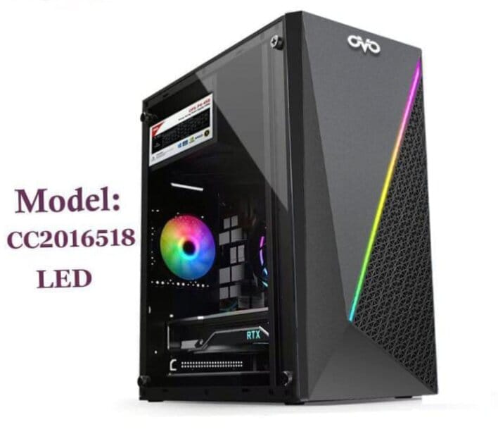 Picture of Dextop case ovo model cc2016518 LED BLACK glass door stylish design pc casing - Black