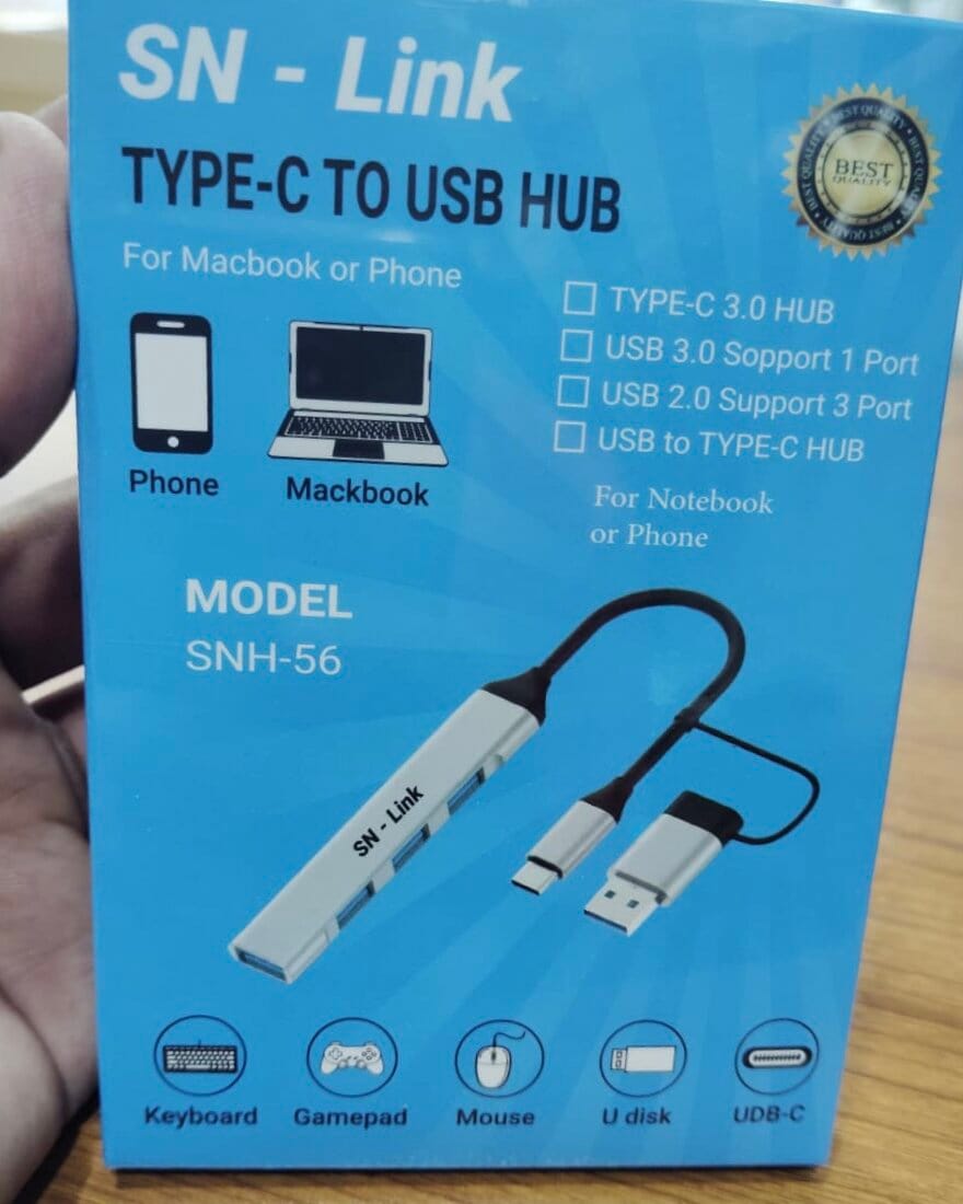 Picture of Type C to USB Hub SN Link china Best quality product for mac phone windows - Black