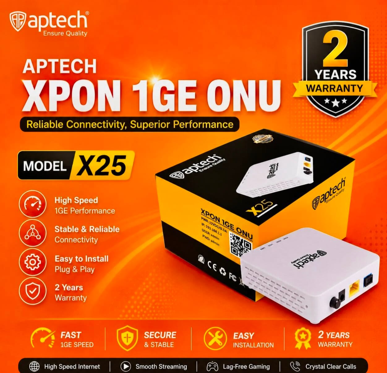 Picture of ONU APTECH XPON 1GE ONU X25 BEST Quality Product - White