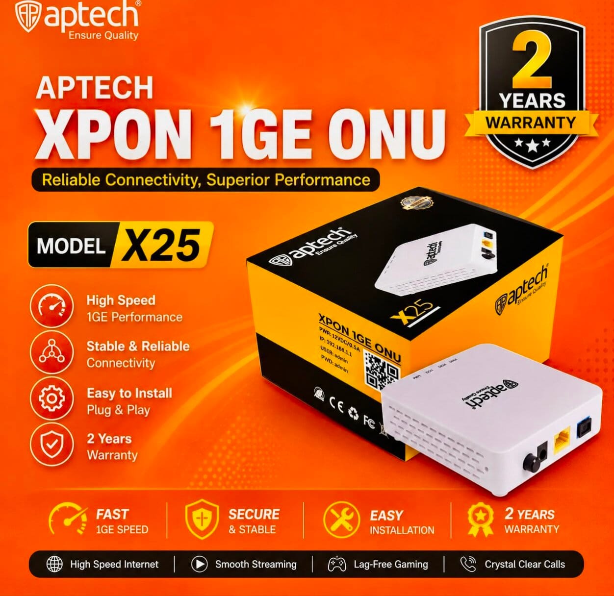 Picture of ONU APTECH XPON 1GE ONU X25 BEST Quality Product - White