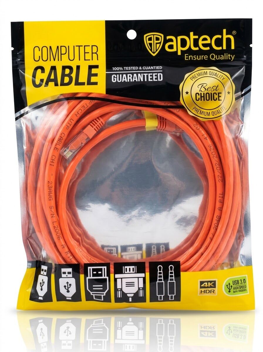 Picture of Lan Cable 1.5m Aptech brand Cat6 UTP LAN Cable 100% working - Multicolor