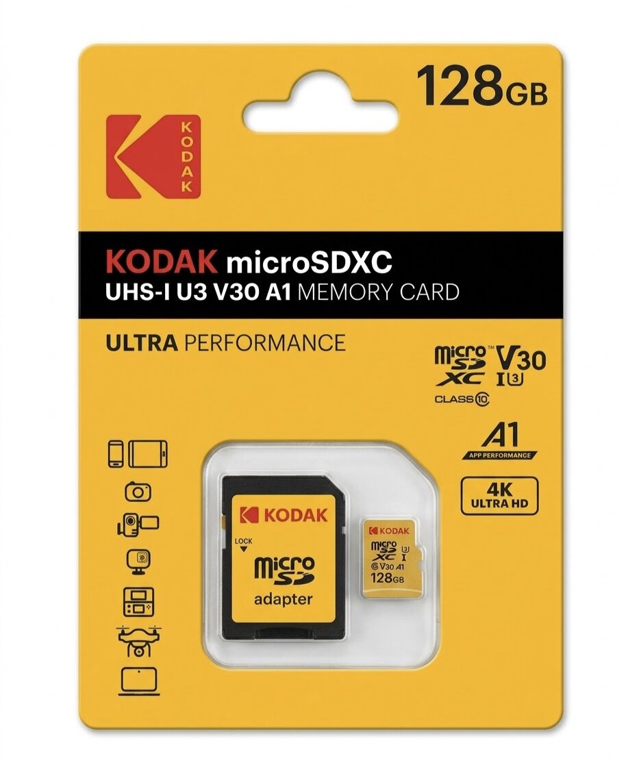 Picture of Kodak 128gb Micro SDXC MEMORY Card ultra performance - 128GB