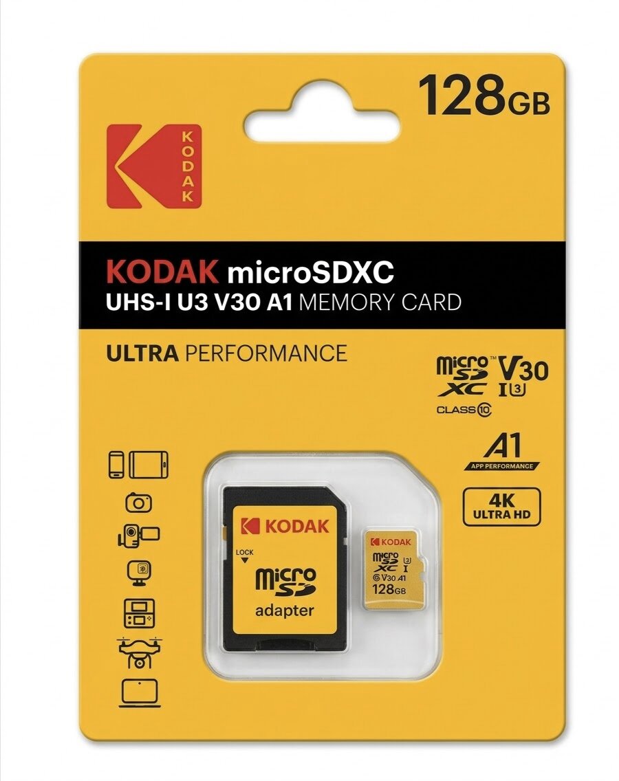 Picture of Kodak 128gb Micro SDXC MEMORY Card ultra performance - 128GB