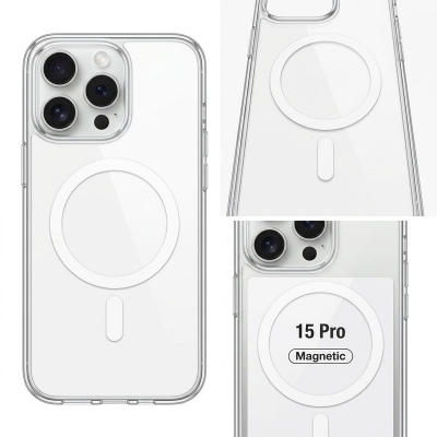 Picture of Iphone 15 Pro Anti Yellow Phone Case Magsafe Clear Case Animation Magnetic Suffering Mobile Transparent Phone Back Cover Cover