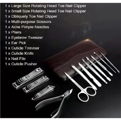 Picture of Stainless Steel Professional 12Pcs Tools Set Nail Clippers, Nail Scissors Grooming Kits, Nail Tools,unique, 002-Silver