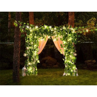 Picture of 15 feet Green Leaf String Lights Artificial Ivy Vine Fairy Lights Battery Powered-Green