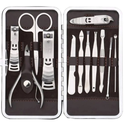 Picture of Stainless Steel Professional 12Pcs Tools Set Nail Clippers, Nail Scissors Grooming Kits, Nail Tools