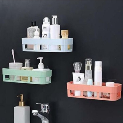 Picture of 1Pcs Plastic Suction Cup Bathroom Corner Storage Rack Organizer Toilet Bathroom Shower Shelf Storage -multiclour.-Multicolor