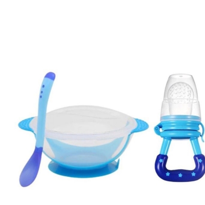 Picture of Hit Sensing Spoon For Kids And Fruit Nibbler Pacifier Feeding Sucation Baby Bowy With Feeding Set