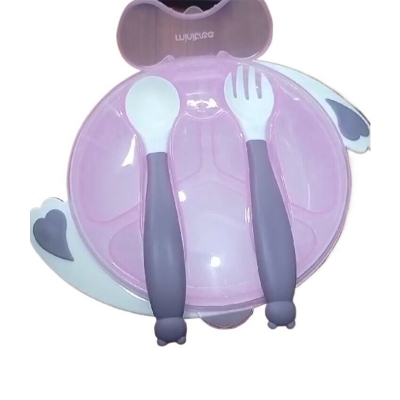 Picture of Baby Bowl And Spoon Toddler Feeding Set Cutlery Assorted Colours Suction-Multicolor