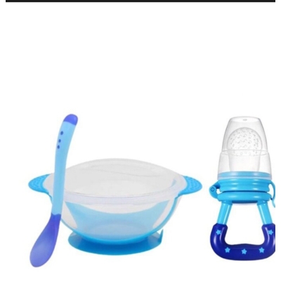 Picture of Hit Sensing Spoon For Kids And Fruit Nibbler Pacifier Feeding Sucation Baby Bowy With Feeding Set-Multicolor