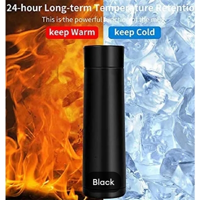 Picture of Stainless Steel Smart Water Bottle Temperature Display Travel Mug Smart Cup LED Digital Smart Vacuum Cup Hot Water Bottle Travel Cup Intelligent Temperature Measuring Cup 500ml-Black