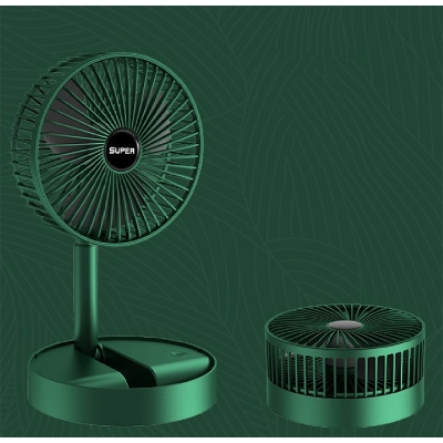 Picture of Portable USB Rechargeable Fan Telescopic Folding Desktop Fan Low Noise High Battery Life Standby Electric Fan for Office House-Green