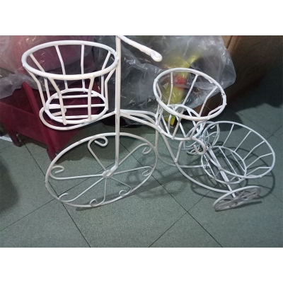 Picture of bicycle Storage Basket Float Vase Plant Stand Holder Tricycle Bike Design Organizer Flower Basket-White