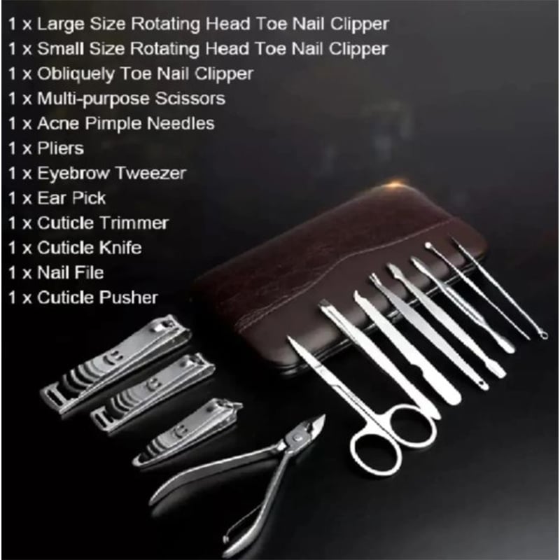Picture of Stainless Steel Professional 12Pcs Tools Set Nail Clippers, Nail Scissors Grooming Kits, Nail Tools