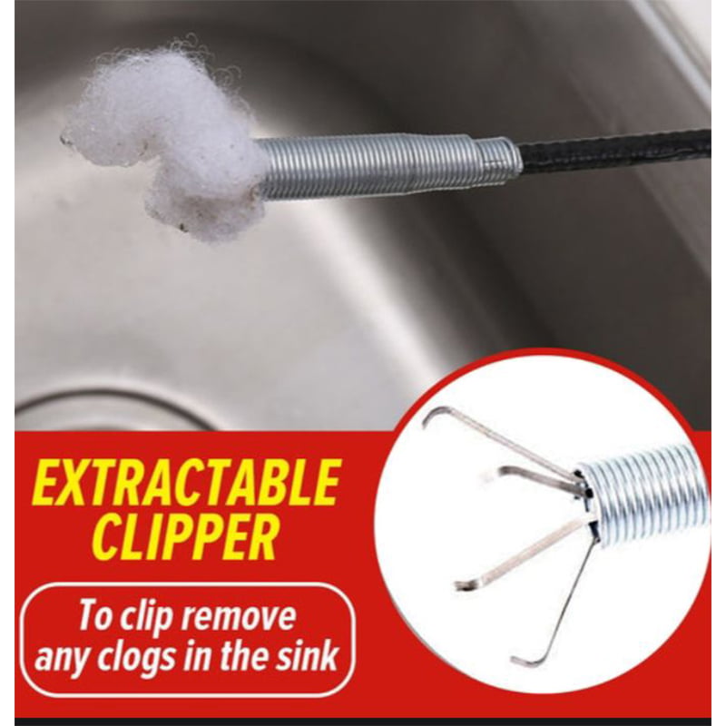 Picture of Flexible Sink Drainage Plumbing Cleaning Rod with Grapple Clipper(24inchi)-Multicolor