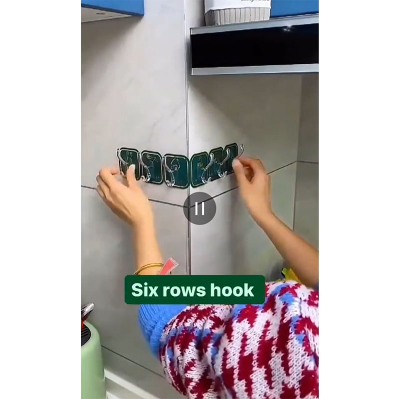 Picture of No-Drill Six-Row Hook Organizer: Non-Slip, Hassle-Free Installation