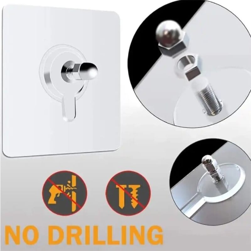 Picture of 10pcs Heavy Duty Wall Mount Hooks - Versatile Adhesive Hangers for Bathroom, Kitchen, Bedroom - Easy Drill-Free Installation, Transparent Finish