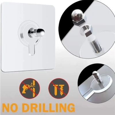 Picture of 10pcs Heavy Duty Wall Mount Hooks - Versatile Adhesive Hangers for Bathroom, Kitchen, Bedroom - Easy Drill-Free Installation, Transparent Finish