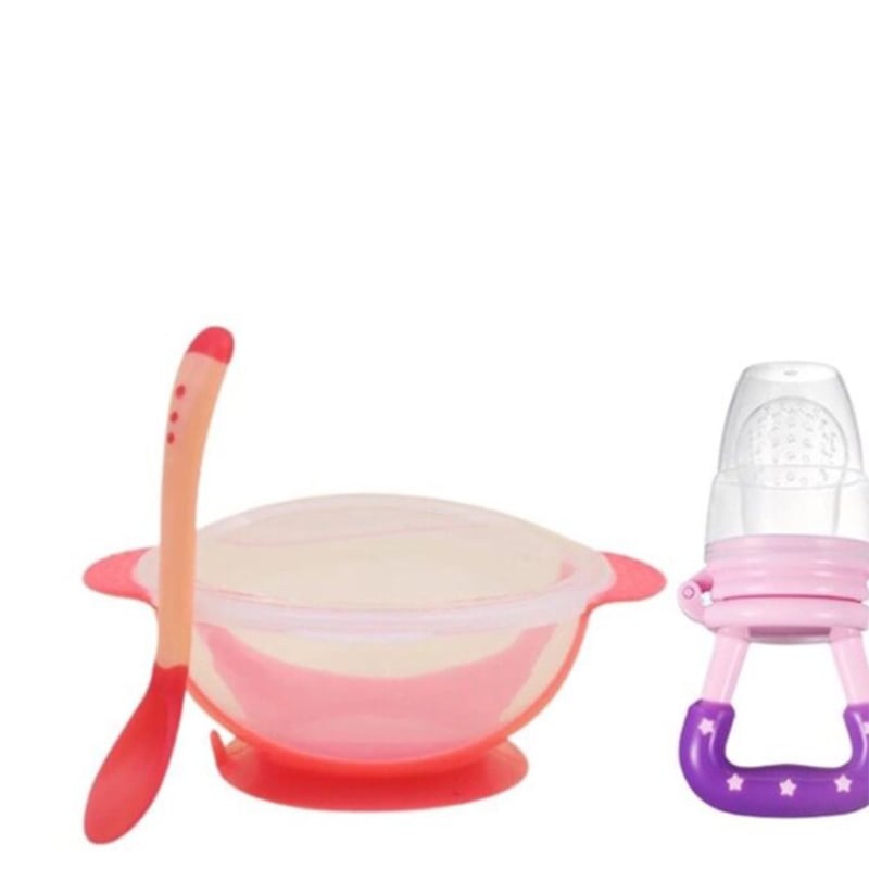 Picture of Hit Sensing Spoon For Kids And Fruit Nibbler Pacifier Feeding Sucation Baby Bowy With Feeding Set-Multicolor