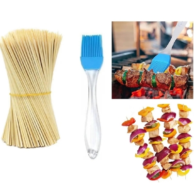Picture of 5-In-1 Combo Offer 13 inch BBQ Machine+12 Pieces BBQ Stick+2 Pieces Silicone Oil Brush+Steel Food Clip+Bamboo Shashlik Stick 8 inch 1 Pack