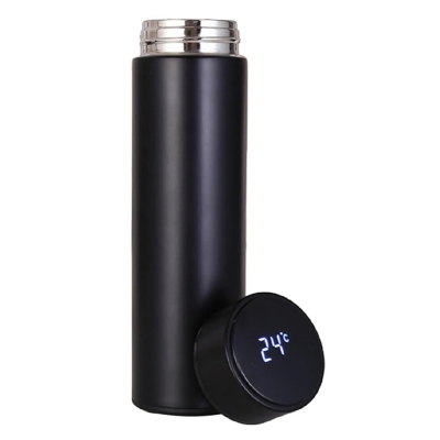 Picture of Stainless Steel Smart Water Bottle Temperature Display Travel Mug Smart Cup LED Digital Smart Vacuum Cup Hot Water Bottle Travel Cup Intelligent Temperature Measuring Cup 500ml-Black