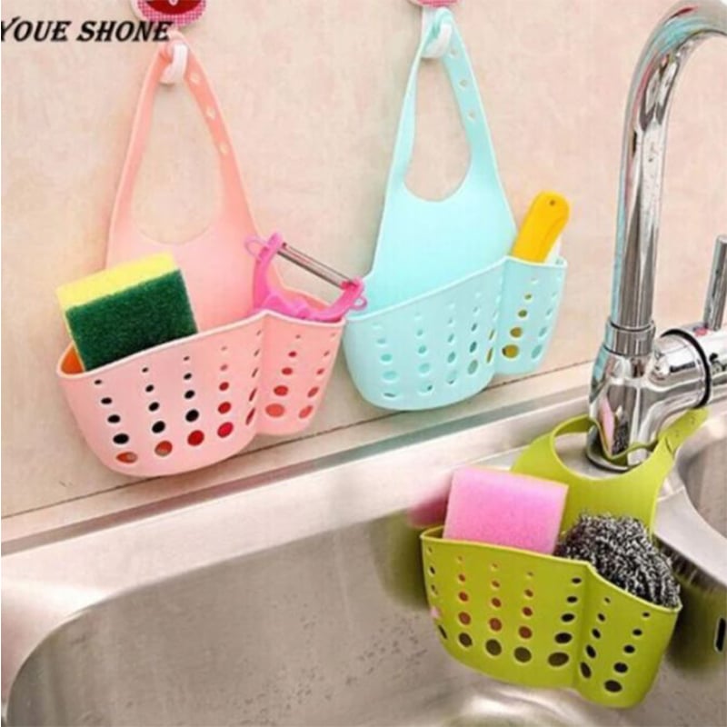 Picture of Kitchen Hanging Drain Bag Basket Bath Storage Gadget Tool Sink Holder Bathroom Soap Hanging Water Laundry Basket-Multicolor