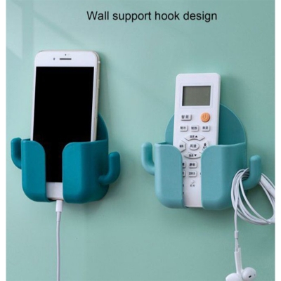 Picture of Wall Mount Phone Holder Storage Box Remote Control Mobile Phone Charging Plug Wall Holder-Multicolor