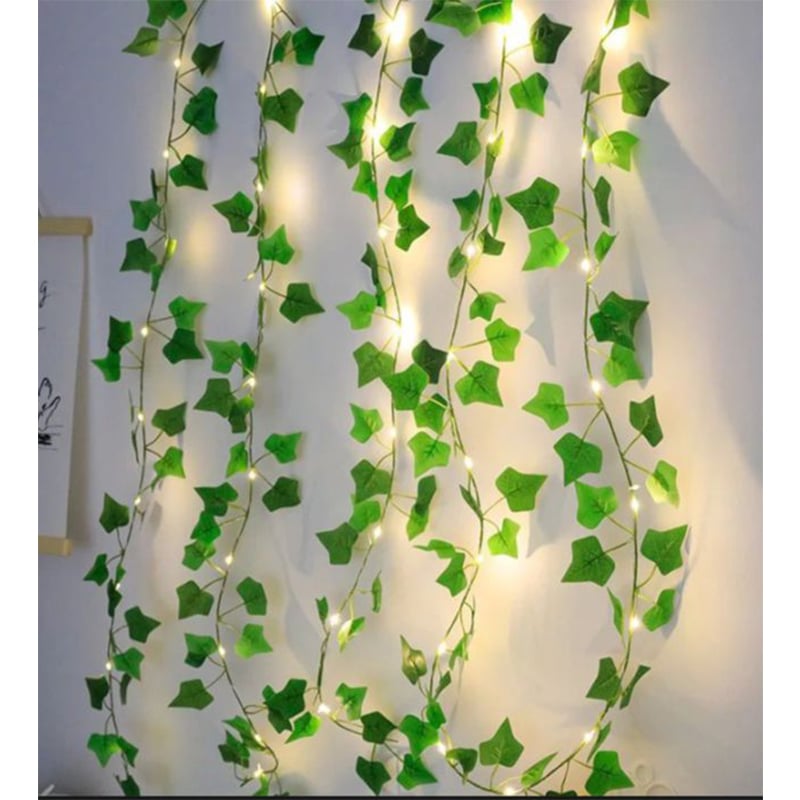 Picture of 15 feet Green Leaf String Lights Artificial Ivy Vine Fairy Lights Battery Powered-Green