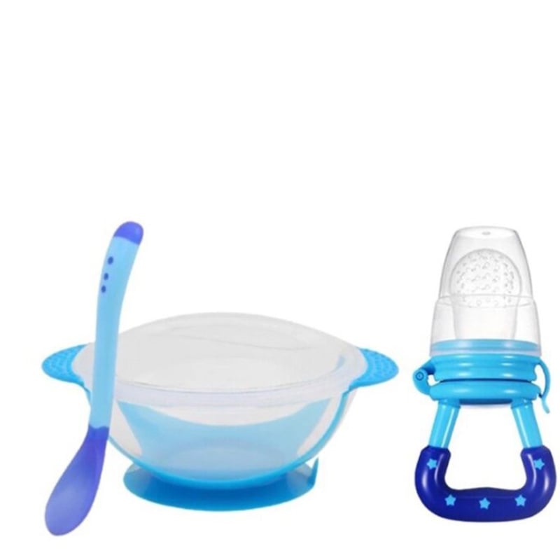 Picture of Hit Sensing Spoon For Kids And Fruit Nibbler Pacifier Feeding Sucation Baby Bowy With Feeding Set-Multicolor