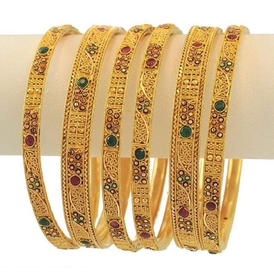 Picture of G Plated Bangles - 6 Pcs Set
