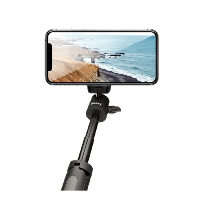 Picture of Jmary MT-19 Mini Tripod Stand with Universal Mobile Phone Holder and High quality aluminum alloy Ball-Head-Black