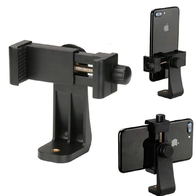 Picture of Tripod Mount Phone Clip Vertical Bracket 360 Degree Rotating Tripod-Black