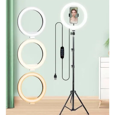 Picture of 10 -inch LED Ring Phil Dimmable Ring light With 7 Feet Stand and Featuring Powerful LED Technology for Stunning Lighting Effects-Black