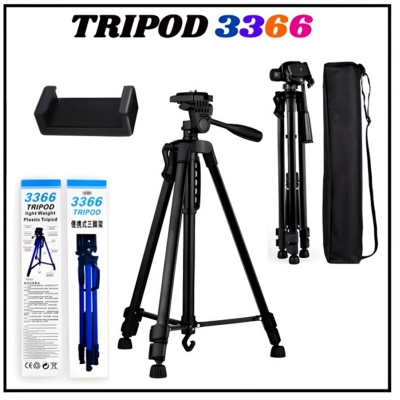 Picture of 3366 Camera Tripod with Carry Bag, Tripod Stand (4kg Load) for DSLR SLR Cameras Compatible with iPhone & Android-Black
