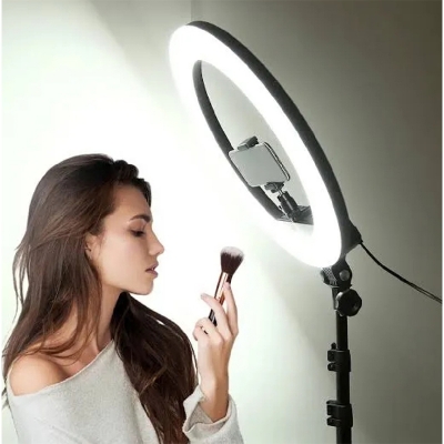 Picture of 12 Inch LED Ring Light with Adjustable Stand & Phone Holder for Live Streaming, Video Recording, Photography, and Makeup Tutorials-12ring light